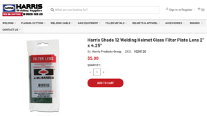 Harris - Shade 12 Welding Helmet Glass Filter Plate Lens