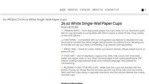 HAKOWARE - 24 oz White Single-Wall Paper Cups