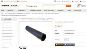 HDPE Supply - 8 IPS SDR17 PE4710 Black Pipe
