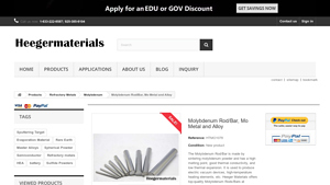 Heeger Materials - Molybdenum Rod/Bar