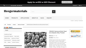 Heeger Materials - 18Ni300 Spherical Mold Steel Alloy Powder