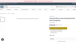 Ashley - Chalanna White Lacquer King Upholstered Panel Storage Bed