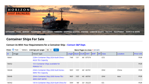 Horizon Ship Brokers - Container Ships for Sale