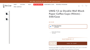 Hot Cup Factory - UNIQ 12 oz Double Wall Black Paper Coffee Cups