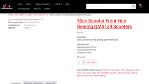 Hot Street Scooters - 50cc Scooter Front Hub Bearing QMB139
