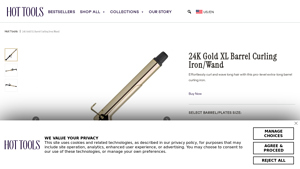 Hot Tools - 24K Gold XL Barrel Curling Iron/Wand