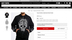 Hot Topic - Spiderweb Skull Hoodie