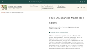 House of Silk Flowers® - Faux 4ft Japanese Maple Tree