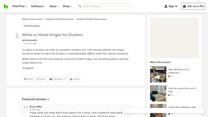 Houzz - Hinges for Plantation Shutters