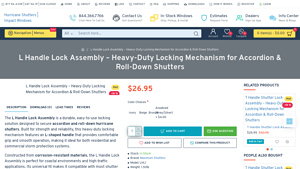 Hurricane Shutters - L Handle Lock Assembly