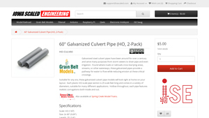 HO Scale - 60 Galvanized Culvert Pipe 2-Pack