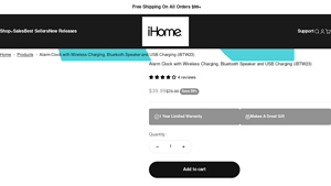 iHome - iBTW23 Alarm Clock with Wireless Charging