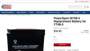 Impact Battery - PowerSport BT4B-5 Replacement Battery