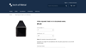 Inch of Metal - Steel Square Tube 3 x 3 x 1/8 (Grade A500)
