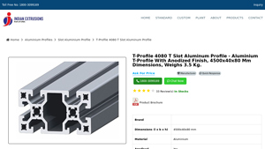 Indian Extrusions - T-Profile 4080 T Slot Aluminum Profile