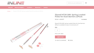 Zipwall - KT20 20ft. Spring Loaded Poles