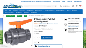 Irrigation King - 4 Single Union PVC Ball Valve