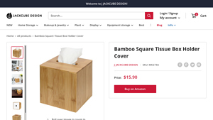 Jack Cube Design - Bamboo Square Tissue Box Holder Cover