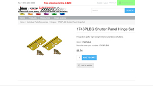 1743PLBG - Shutter Panel Hinge Set