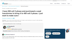 JustAnswer - 208V to 480V Three-Phase Transformer