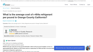 JustAnswer - R-404A Refrigerant Pricing