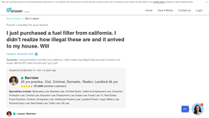 JustAnswer - Fuel Filter Legal Concerns