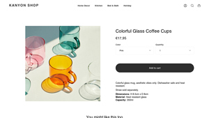 Kanyon Shop - Colorful Glass Coffee Cups