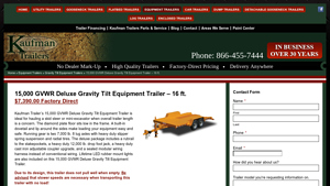 Kaufman - 15,000 GVWR Deluxe Gravity Tilt Equipment Trailer