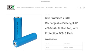 KBT BATTERY - KBT21700-4000-PCB