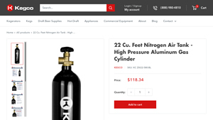 Kegco - 22 Cu. Feet Nitrogen Air Tank