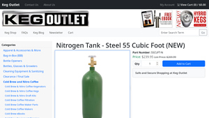 Keg Outlet - Nitrogen Tank - Steel 55 Cubic Foot