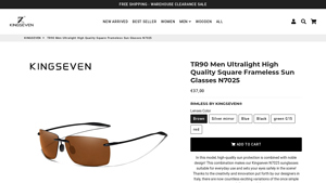 KINGSEVEN - TR90 Ultralight Rimless Sunglasses