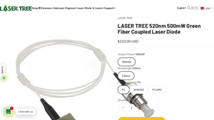 Laser Tree - LASER TREE 520nm 500mW Green Fiber Coupled Laser Diode