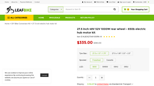 Leafbike - 27.5 inch 1000W Rear Wheel Electric Hub Motor Kit