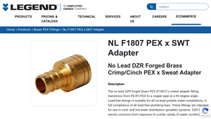 Legend Valve - NL F1807 PEX x SWT Adapter