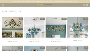 Light Fixtures USA - Glam Bloom 12-Light Blue Glass Bubble Semi Flush Chandelier