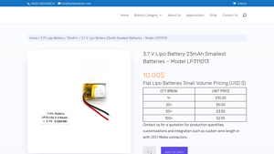 LiPo Batteries - LP311013 3.7V 25mAh