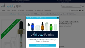 Liquid Bottles - NON CRC Dropper - Shiny Gold Skirt/Black Bulb