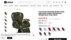 Litfad - Lime Green Reclining Barber Chair