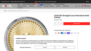 Luxor Wire Wheels - LW-228S5GC 22x8 Gold Center Rim