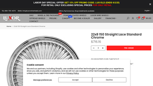 Luxor - 22x8 High-Gloss Chrome Wire Wheel