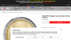 Luxor Wire Wheels - 20x8 Gold Center Rim