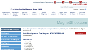 MagnetShop - N40 Neodymium Bar Magnet