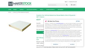 Makerstock - Custom Cut White Melamine Faced Baltic Birch Plywood