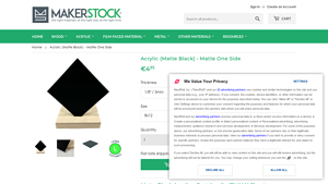 MakerStock - Pre-Cut Black Matte Acrylic