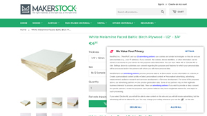 MakerStock - White Melamine Faced Baltic Birch Plywood