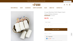 Mama Koala - 5-Layer Bamboo Cloth Diaper Insert