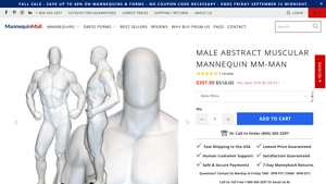 Mannequin Mall - Male Abstract Muscular Mannequin MM-MAN