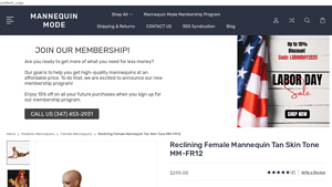Mannequin Mode - Reclining Female Mannequin Tan Skin Tone