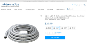 Maxxima - 1/2 in. x 25 ft. Galvanized Steel Flexible Electrical Conduit